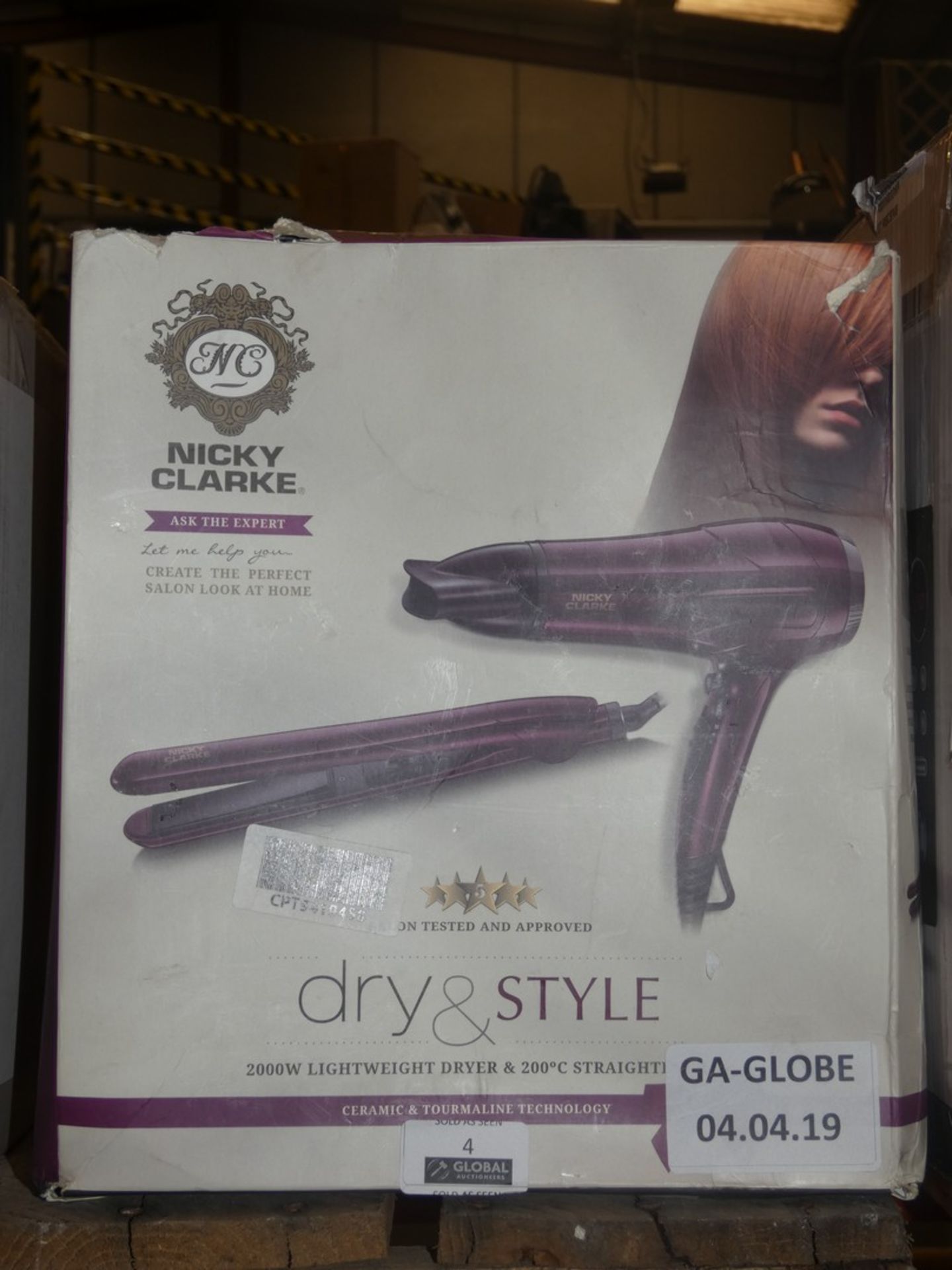 Lot to Contain 2 Boxed Nicky Clarke Ceramic Technology Light Weight Hair Dryer and Straightener Pack