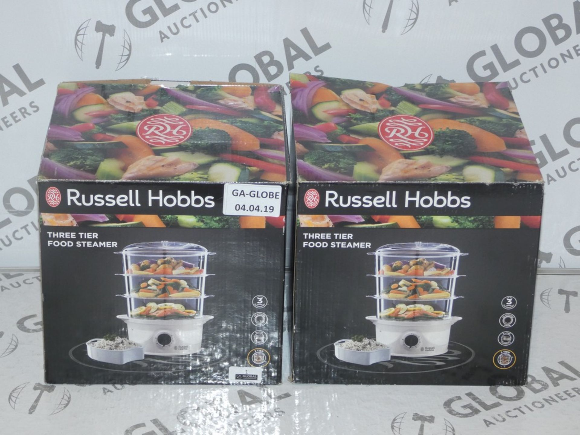 Lot to Contain 2 Boxed Russell Hobbs 3 Tier Food Steamers Combined RRP £60