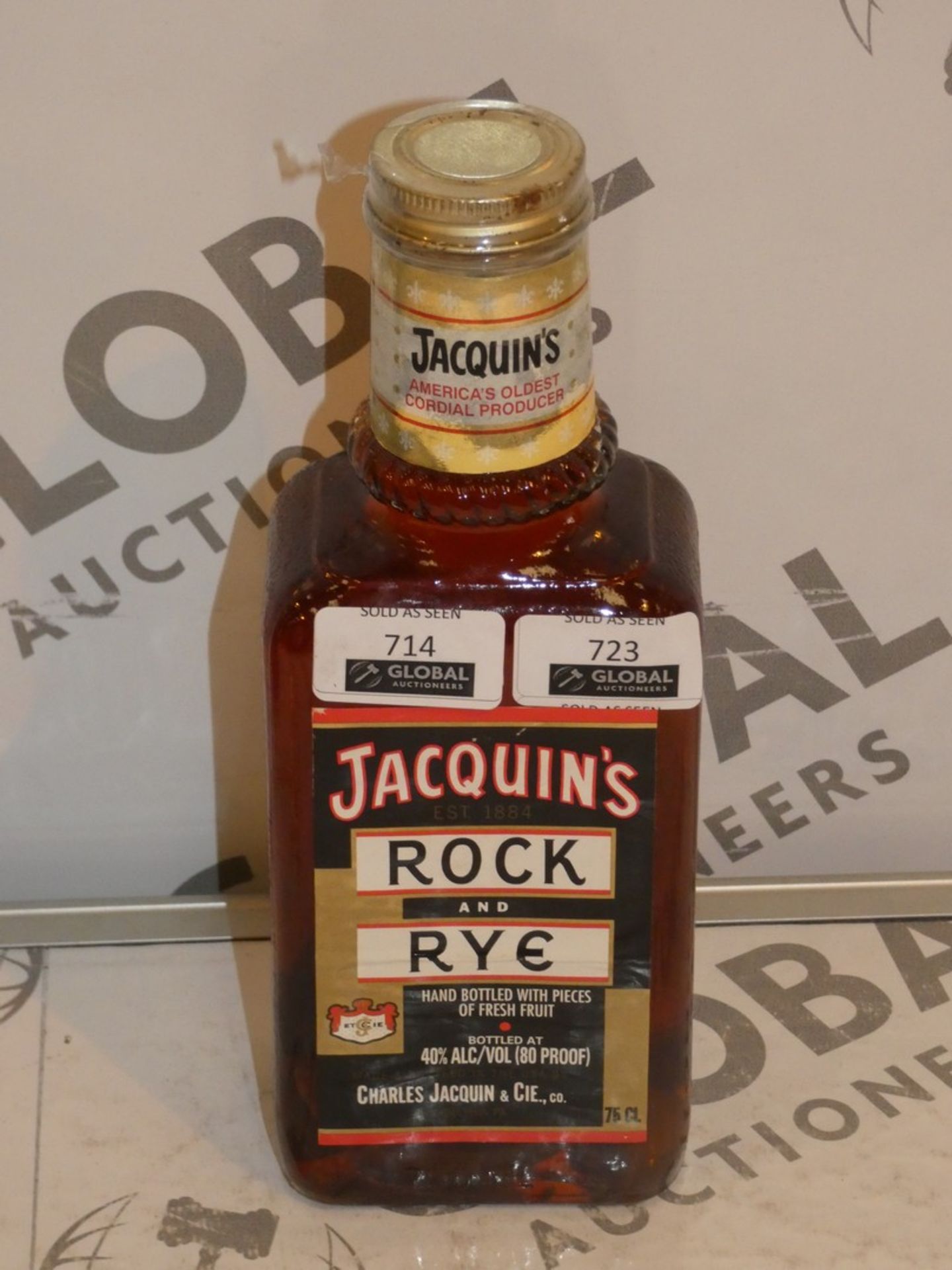 Lot to Contain 12 Bottles of Jacquines Rock and Rye Hand Bottled With Pieces of Fresh Fruit 75cl