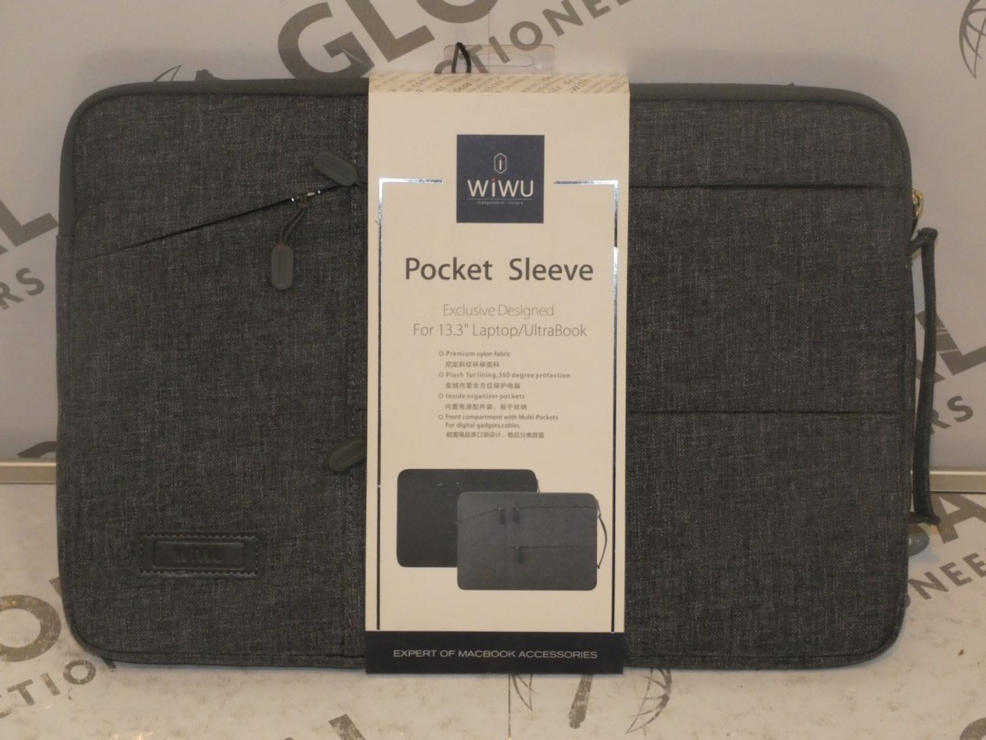 Lot to Contain 5 Brand New Wiwu Soft Grey Exclusive Desk Stand Pocket Sleeves