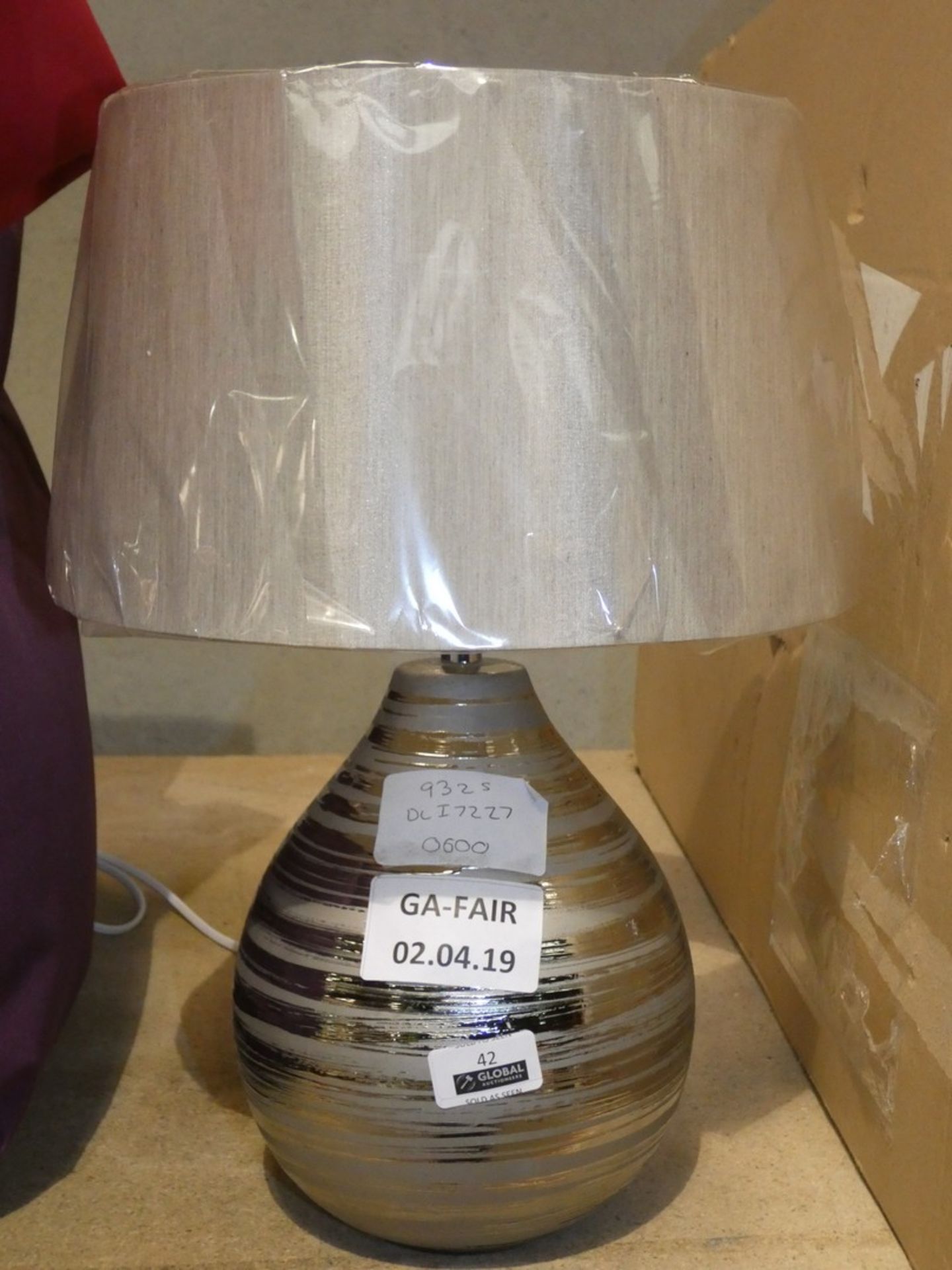 Dar Lighting Silver Base Fabric Shade Designer Table Lamp (9325)(DLI7227) RRP £60