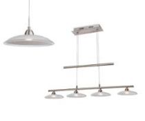 Boxed Nassau First Light Brushed Steel Glass LED Light Pendant (10427)(VEY1612) RRP £180