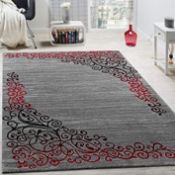 Paco Home Brilliance 80 x 150cm Grey and Red Designer Floor Rug (11565)(145324422ra) RRP £35