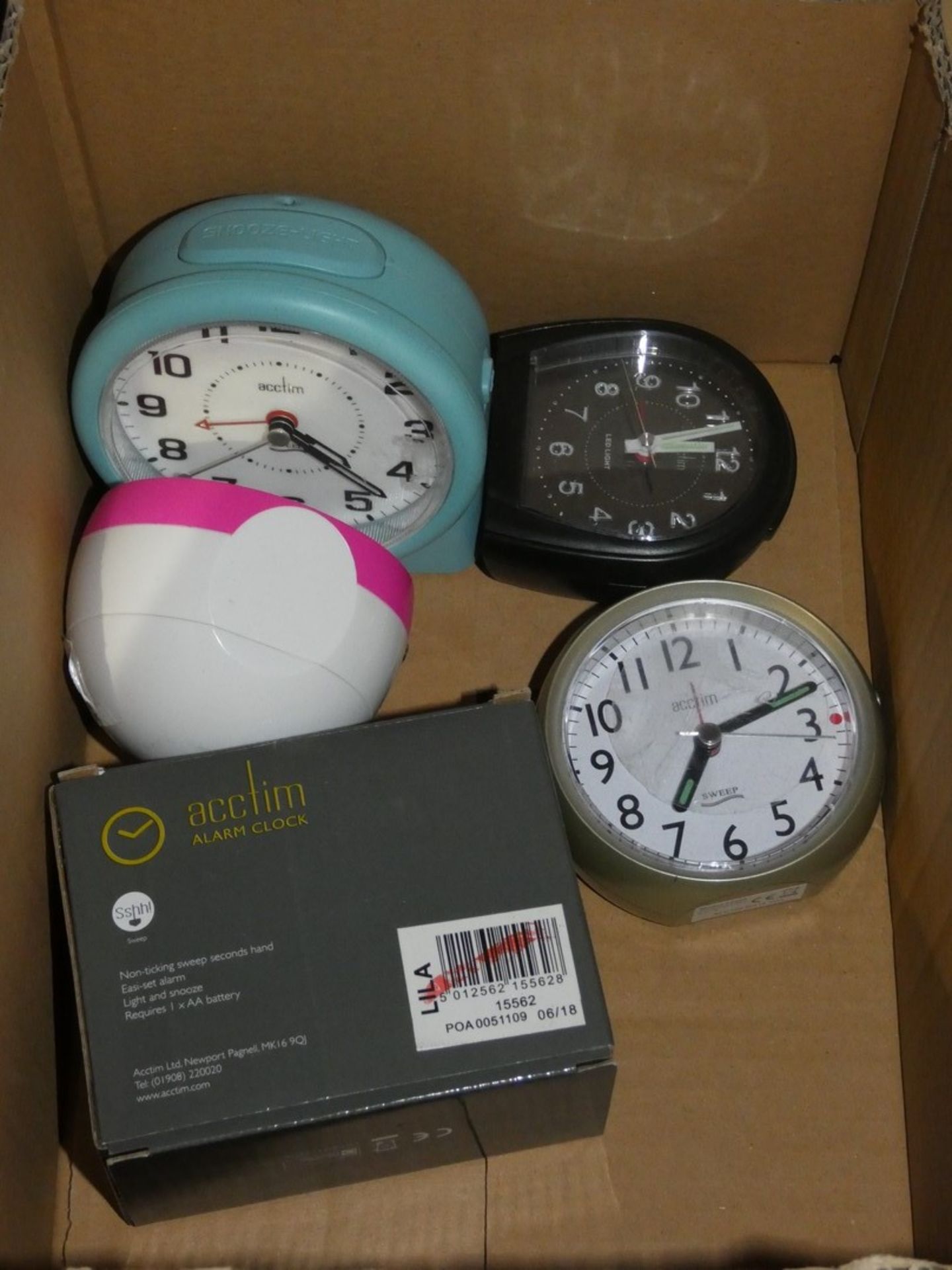 Assorted Boxed and Unboxed Actim Alarm Clocks (73431117)(73431109)(73431812)(73431102)(73431131)