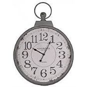 Boxed Pacific Home Antique Silver Round Wall Clock (11301) RRP £50 (PACH1817)