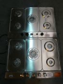 Lot to Contain 2 Assorted 5 Burner 70m Stainless Steel Natural Gas Hobs (Missing Parts)