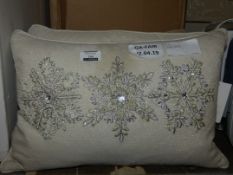 Lot to Contain 3 Sequin Beaded Snowflake Cushions Combined RRP £110 (8771)(HSU11029)