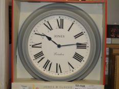 Boxed Jones Collection Grey Painted Designer Wall Clock (10685)(JOCO1007) RRP £35