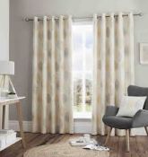 Lot to Contain 2 Pairs of Fusion Floral Print Eyelet Headed Room Darkening Curtains (8771)(HAZN1951)