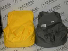 Lot to Contain 2 Assorted Grey and Yellow Bean Bag Chairs (11167)