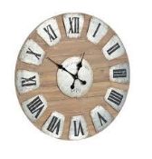 Boxed Natural Wood and Metal Round Wall Clock (10608)(EGRN1018) RRP £85