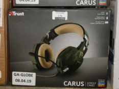 Lot to Contain 5 Boxed Trust Carus Headsets with Microphones Combined RRP £125