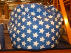 Blue and White Kaikoo Star Print Bean Bag (10768)(