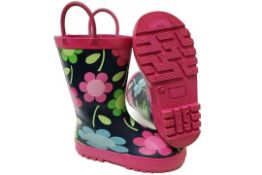 Brand New Pair of Size EU26 Gymboree Flower Print Girls 100% Waterproof Wellington Boots