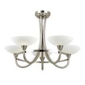 Boxed Cagney 5 Light Semi Flush Ceiling Light Fitting in Satin Chrome (10427)(EOF2170) RRP £85