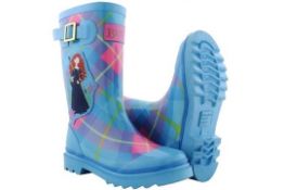 Brand New Pair of Size UK7 - 8 Disney Pixar Brave Girls Wellington Boots in Pink and Light Blue