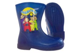 Brand New Pair of Size UK7 Teletubbies Blue Glitter Unisex Childrens Wellington Boots