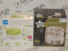 Boxed Assorted Baby Items to Include a Tommee Tippee Closer to Nature Electric Steam Sterliser,