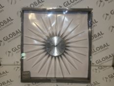 Premier Interiors Sunburst Silver Wall Clock (11568)(PRH3531) RRP £65