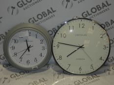 Assorted Thomas Kent and Roger Lassells Grey and Silver Wall Hanging Clocks (73411115)(73410520)