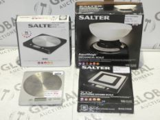 Assorted Boxed and Unboxed Pairs of Salter Aqua Weigh Mechanical Weighing Scales, Evo Kitchen