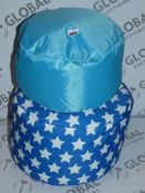 Lot To Contain 2 Assorted Plain Blue Childrens Bean Bags & Blue & White Star Print Bean Bags. Pallet