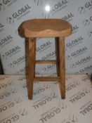 Boxed Brand New Natural Wooden Solid Oak Designer Bar Stool RRP £99.99