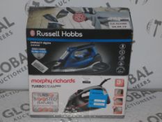 Lot To Contain 2 Assorted Russel Hobbs & Morphy Richards Turbo Steam Pro Impact Irons Combined