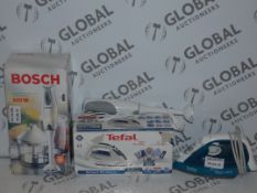 Lot To Contain 4 Assorted Boxed & Unboxed Kitchen Items To Include 2 Assorted Tefal Steam Irons &