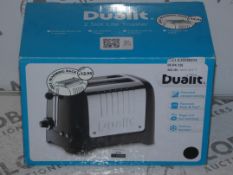 Boxed Dualit Stainless Steel and Black 2 Slice Toaster (765627) RRP £70