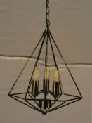 Boxed Search Light Pyramid Pendant 3 Light Ceiling Light in Antique Silver Pallet Number 10163
