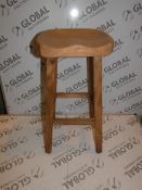 Boxed Brand New Natural Wooden Solid Oak Designer Bar Stool RRP £99.99