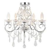 Boxed Spa Vailer 5 Light Stainless Steel & Glass Chandelier Style Ceiling Light Fitting RRP £180.00