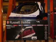 Lot To Contain 2 Assorted Boxed & Unboxed Russel Hobbs Easy Store & Auto Steam Irons Combined RRP £