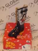 Lot To Contain 2 Boxed Brand New Pairs Of Betty Boop Size EU 36 Ladies Navy Blue Wellington Boots