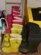 Lot To Contain 7 Brand New Pairs Of Wellington Boots With Welded Seams By Oufan in Iliminous Yellow,