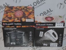 Lot To Contain 2 Assorted Russel Hobbs Items To Include Chalk Board Slow Cooker & Boxed Up Hand