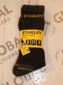 Lot To Contain 10 Brand New Packs of 3 Stanley Work Socks Sizes 6-11 Combined RRP £60.00