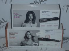 Lot To Contain 2 Assorted Babyliss Smooth Shine Bouncy Shape Hair Volumizing Brushes & Flawelss