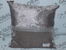 Lot to Contain 2 Silver Fabric Upholstered Diamante Scatter Cushions from the Home Sheek
