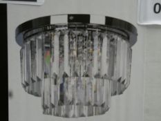 Lot to Contain 3 Boxed Assorted Lighting Items to Include a Violet Flush Light, Chandelier Style