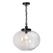 Boxed Dar Lighting Ribbed Glass Bronze Clear Pendant Light RRP £160 (9993)