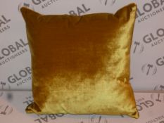 Lot to Contain 3 Brand New 55 x 55cm Luxe Paoletti Velvet Cushions in Ochre Combined RRP £75