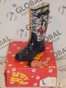 Lot to Contain 3 Boxed Brand New Pairs of Betty Boop Navy Blue and Red 100% Waterproof Rubber