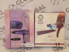 Lot to Contain 2 Boxed Assorted Nicky Clarke and Glamoriser Hair Dryers Combined RRP £90