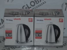 Lot to Contain 2 Morphy Richards Equip 1.7L Brushed Steel Cordless Jug Kettles