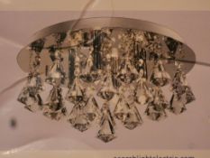 Boxed Searchlight Hannah Chrome Finish Clear Crystal Droplet Designer Ceiling Light (10163) RRP £85
