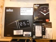 Lot to Contain 4 Boxed Braun Global Radio Controlled Travel Alarm Clocks, Radio Controlled Mantle