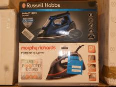 Lot to Contain 2 Assorted Morphy Richards and Russell Hobbs Steam Irons Combined RRP £95