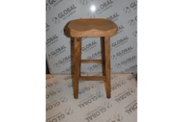 Boxed Brand New Natural Solid Wooden Designer Bar Stool RRP £99.99